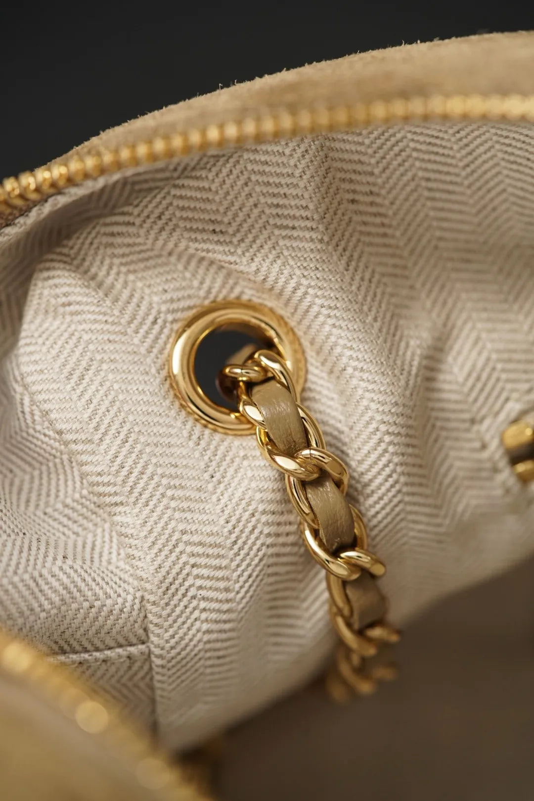 CHANEL 26A Suede Camera Bag Apricot Small