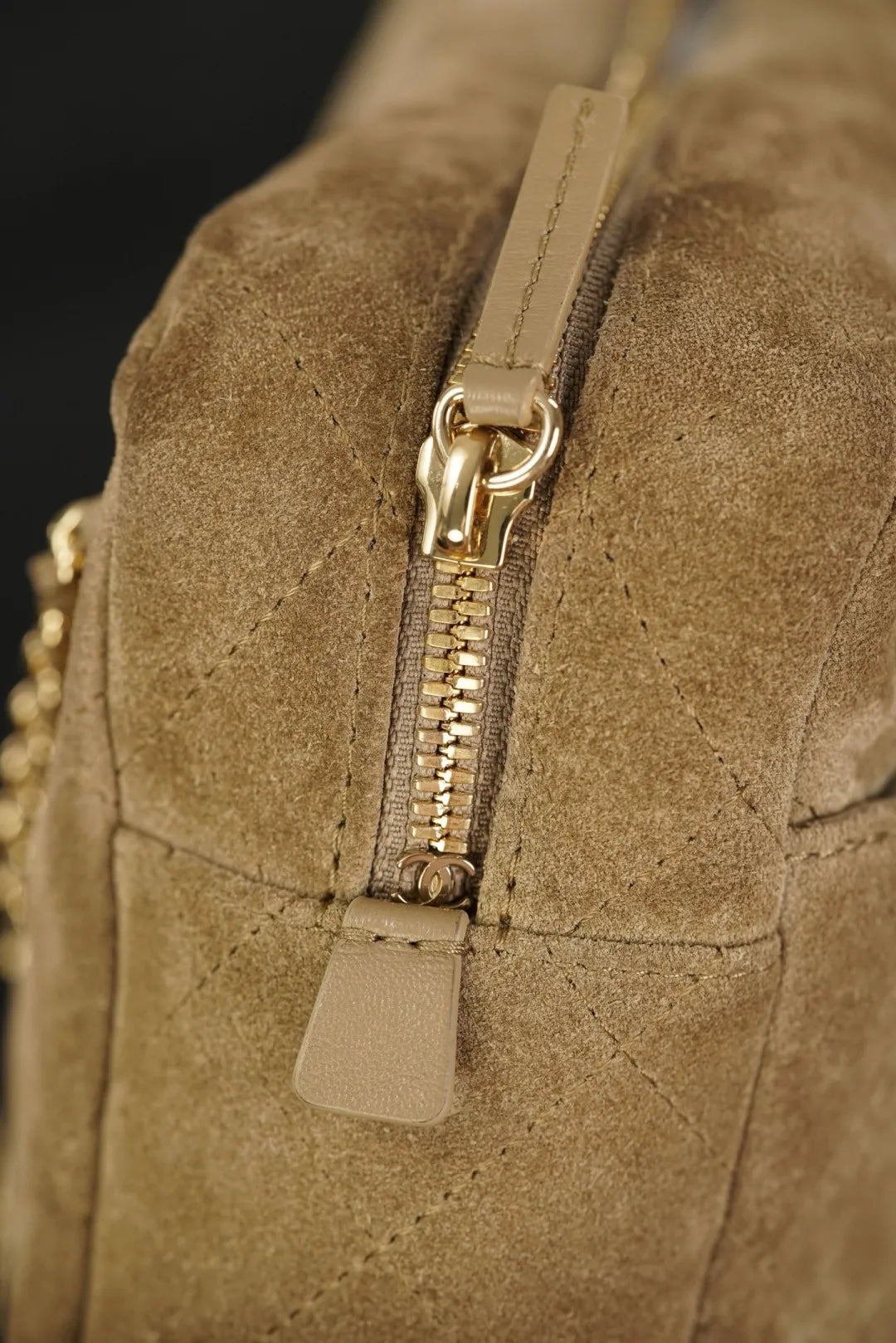 CHANEL 26A Suede Camera Bag Apricot Small