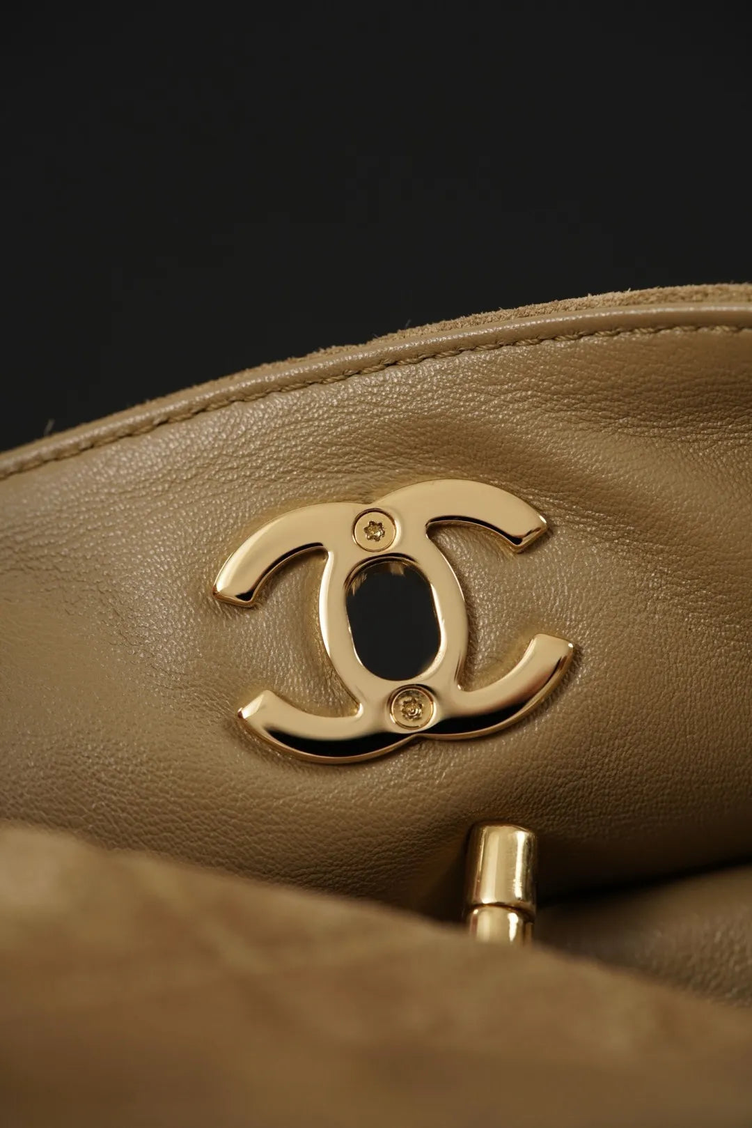 CHANEL 26A Suede Camera Bag Apricot Small
