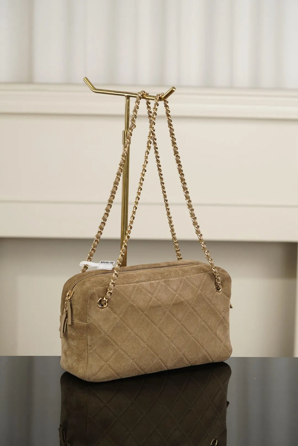 CHANEL 26A Suede Camera Bag Apricot Small
