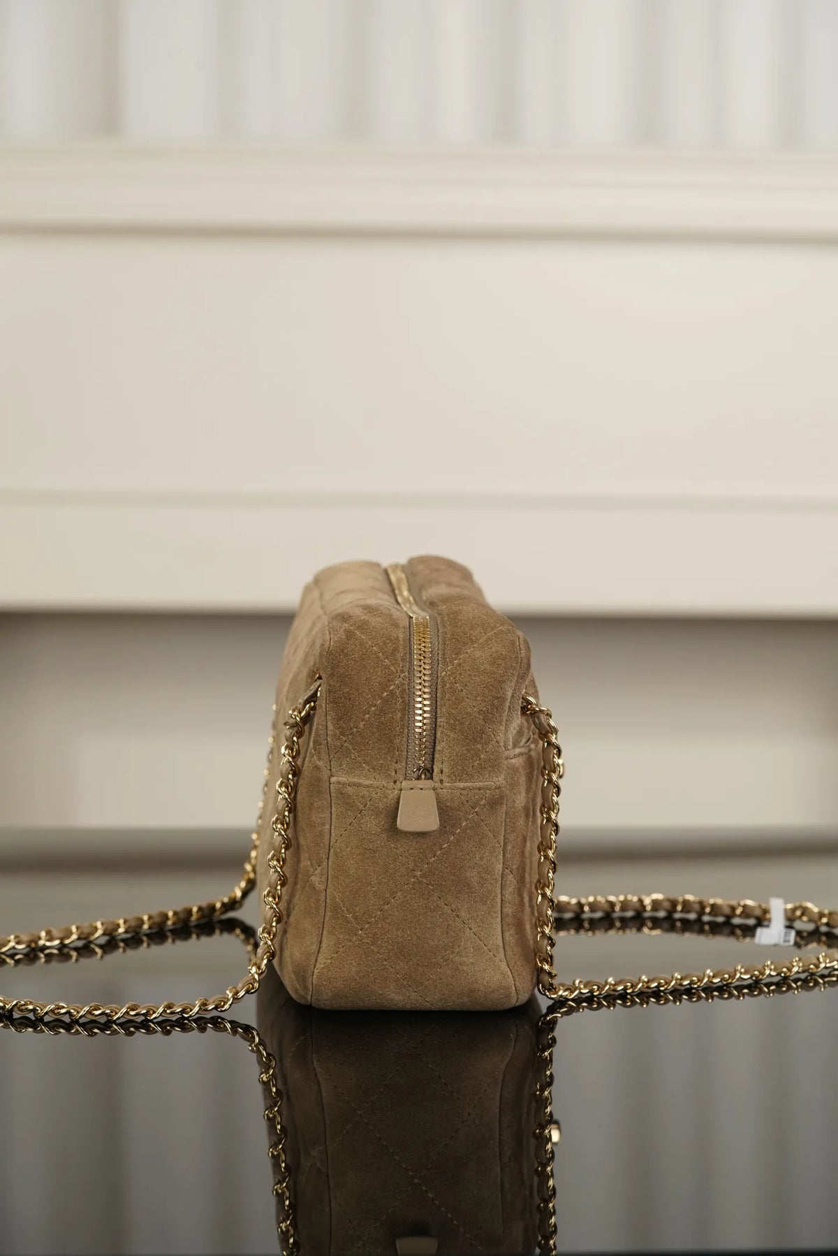 CHANEL 26A Suede Camera Bag Apricot Small