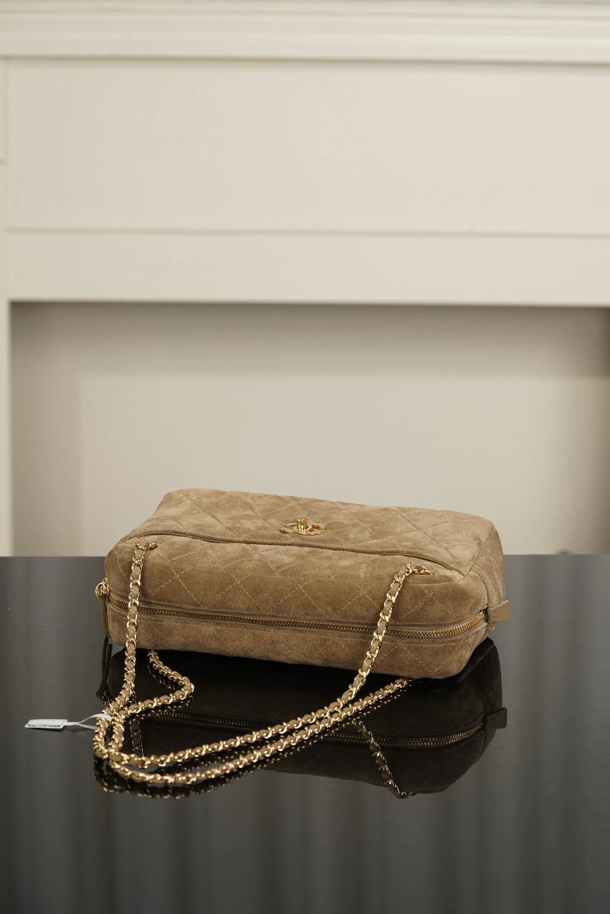 CHANEL 26A Suede Camera Bag Apricot Small