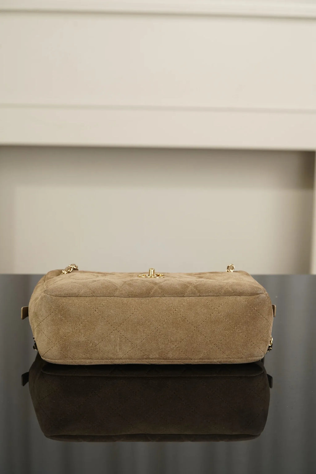 CHANEL 26A Suede Camera Bag Apricot Small