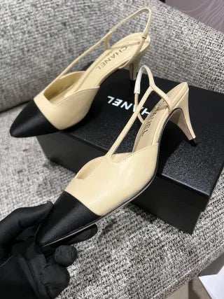 Chanel 26A Women's Pointed Toe Slingback Heels 3in