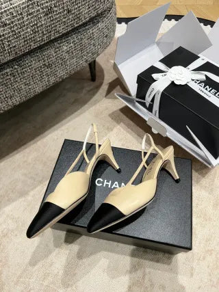 Chanel 26A Women's Pointed Toe Slingback Heels 3in