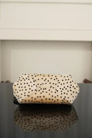 CHANEL 26A Wool Polka Dot Frog Mouth Bag Apricot