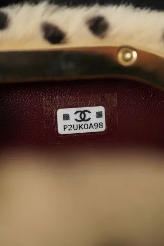 CHANEL 26A Wool Polka Dot Frog Mouth Bag Apricot