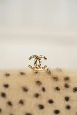 CHANEL 26A Wool Polka Dot Frog Mouth Bag Apricot