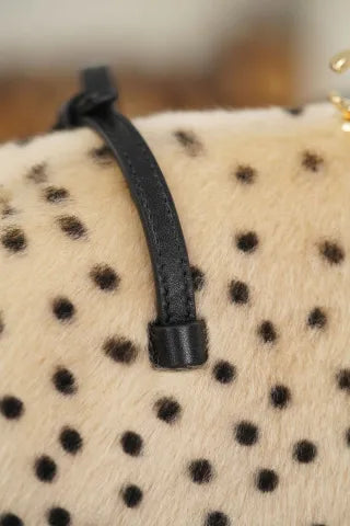 CHANEL 26A Wool Polka Dot Frog Mouth Bag Apricot
