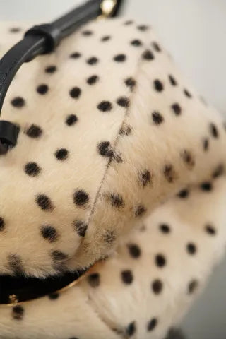 CHANEL 26A Wool Polka Dot Frog Mouth Bag Apricot