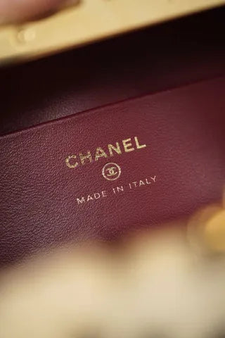 CHANEL 26A Wool Polka Dot Frog Mouth Bag Apricot