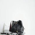 CHANEL 26B Wide Shoulder Strap Bucket Bag Black Medium