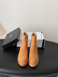Chanel 26B Women's CC Chain Leather Ankle Boots