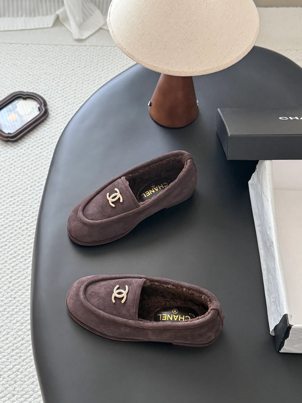 Chanel 26B Women's Fuzzy Suede Loafers