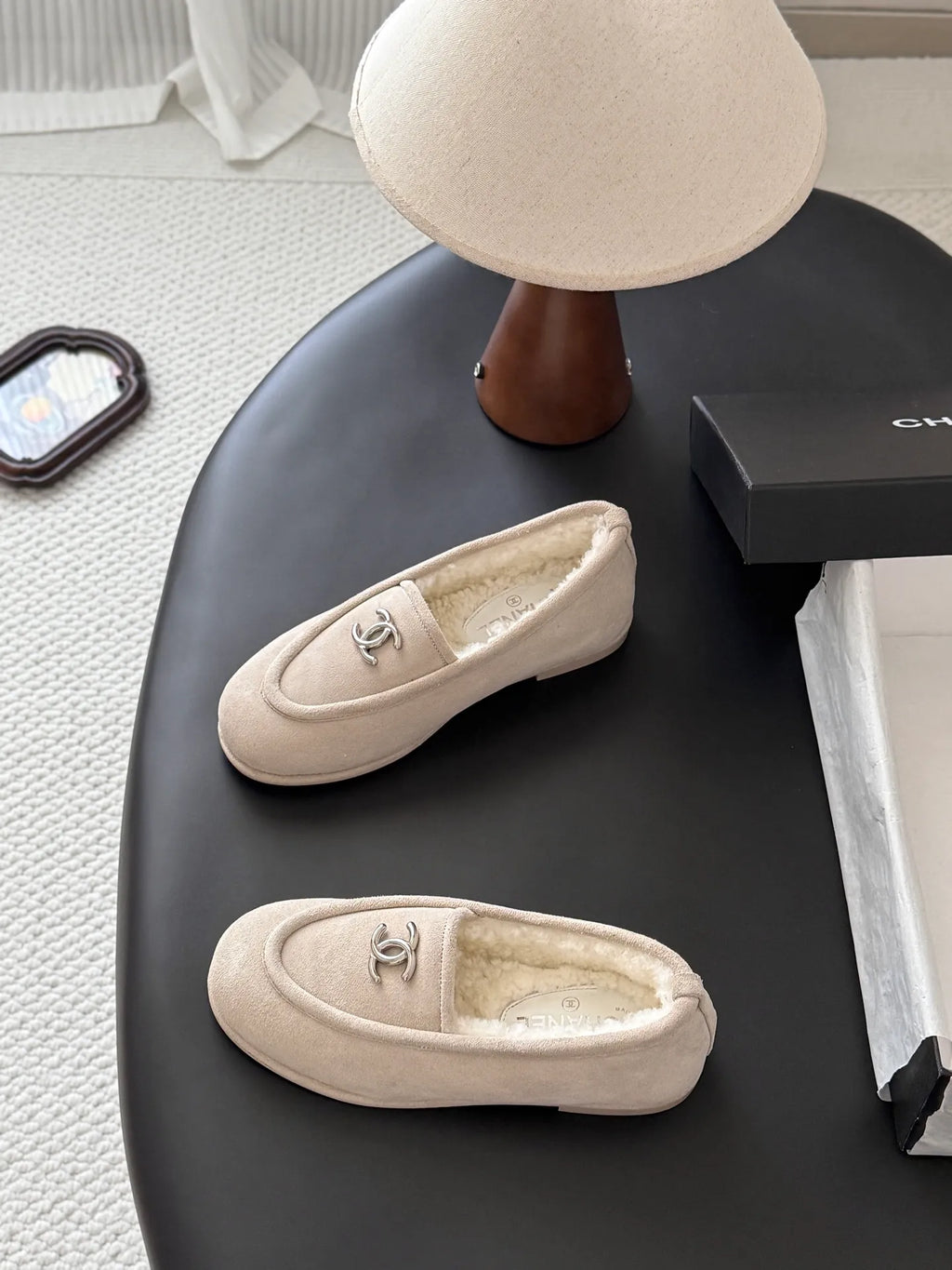 Chanel 26B Women's Fuzzy Suede Loafers