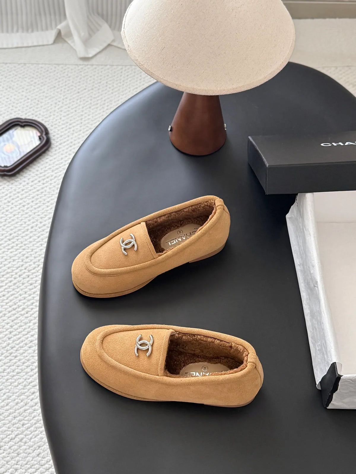 Chanel 26B Women's Fuzzy Suede Loafers