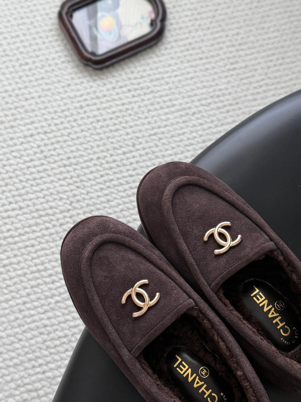 Chanel 26B Women's Fuzzy Suede Loafers