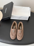 Chanel 26B Women's Suede Fuzzy Loafers