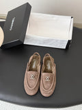 Chanel 26B Women's Suede Fuzzy Loafers