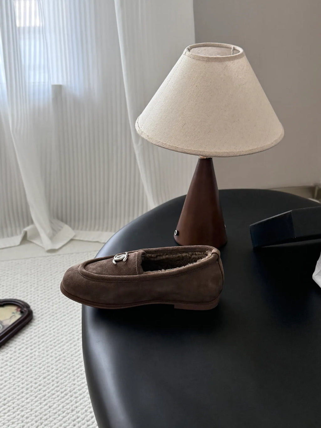 Chanel 26B Women's Suede Fuzzy Loafers