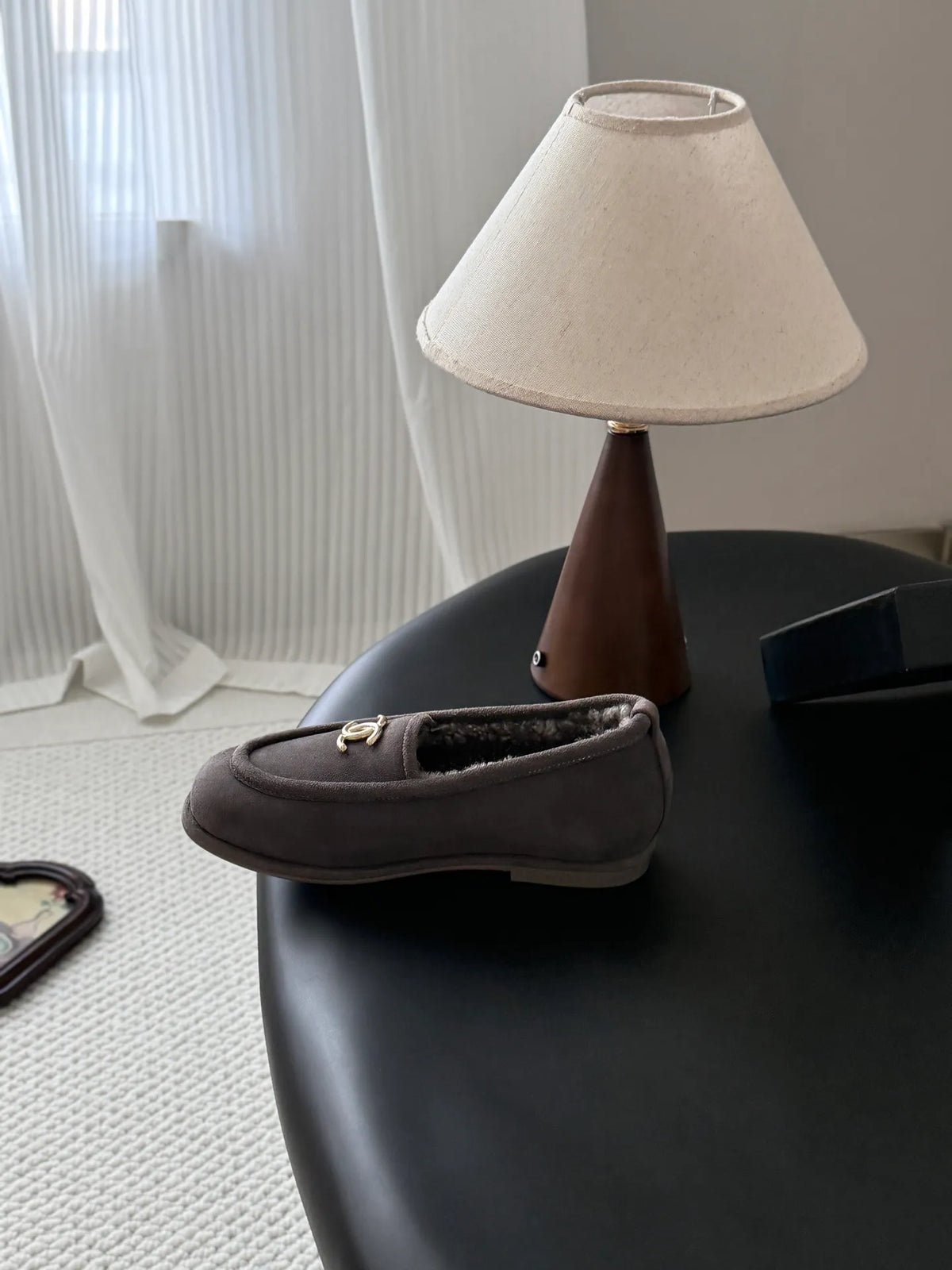 Chanel 26B Women's Suede Fuzzy Loafers