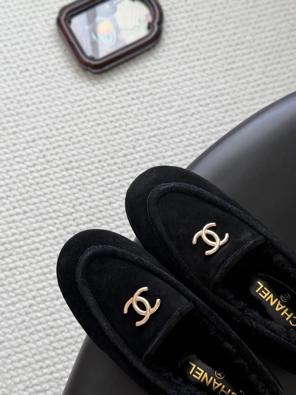 Chanel 26B Women's Suede Shearling Loafers