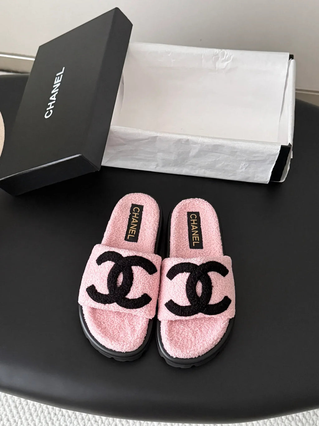 Chanel 26K Women's Furry Slippers
