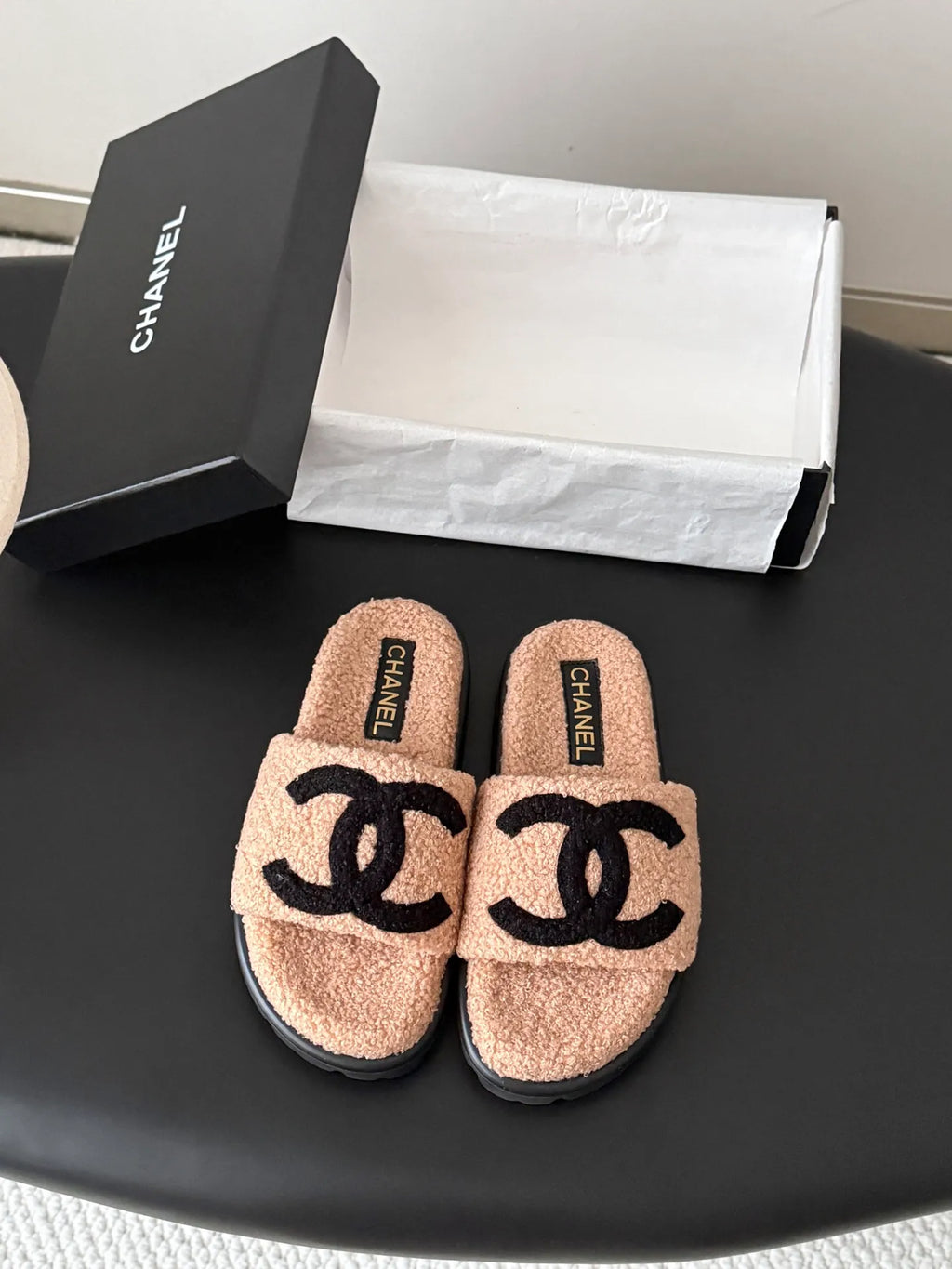 Chanel 26K Women's Furry Slippers