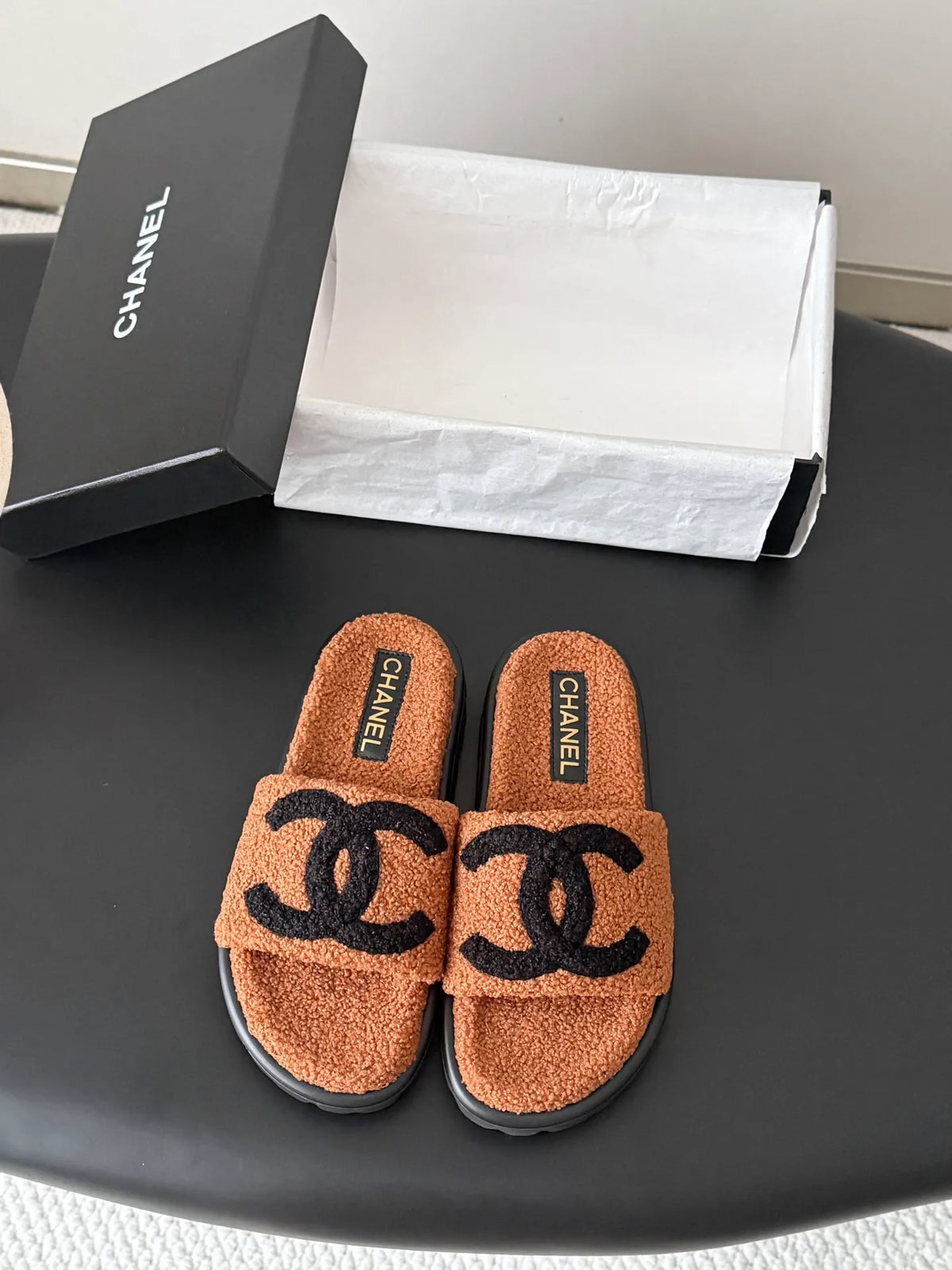 Chanel 26K Women's Furry Slippers
