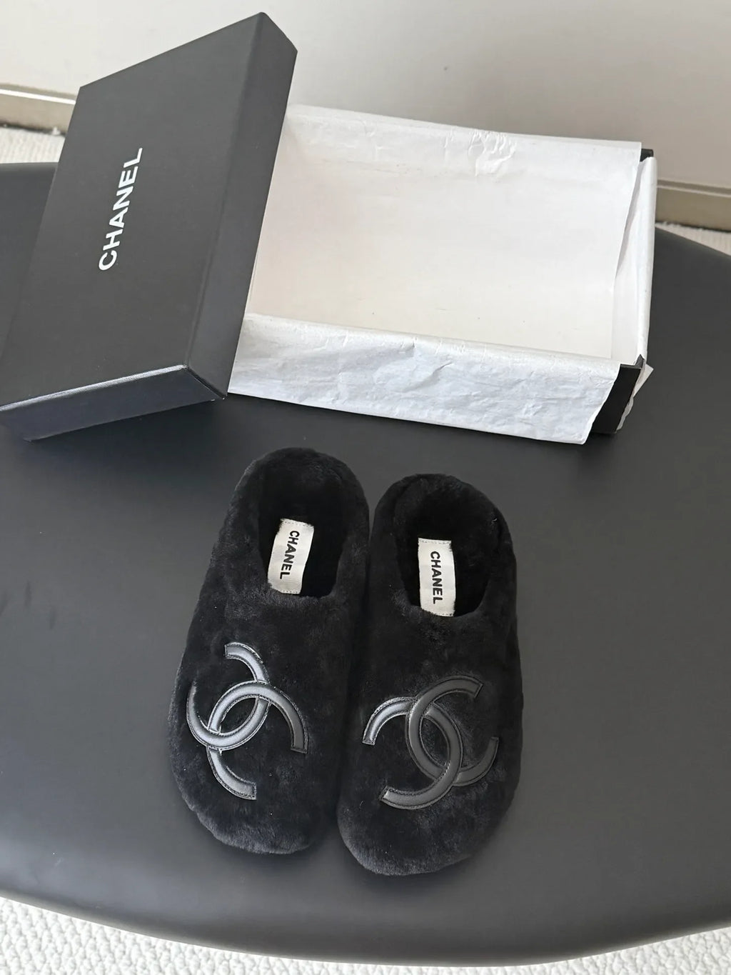 Chanel 26K Women's Furry Slippers