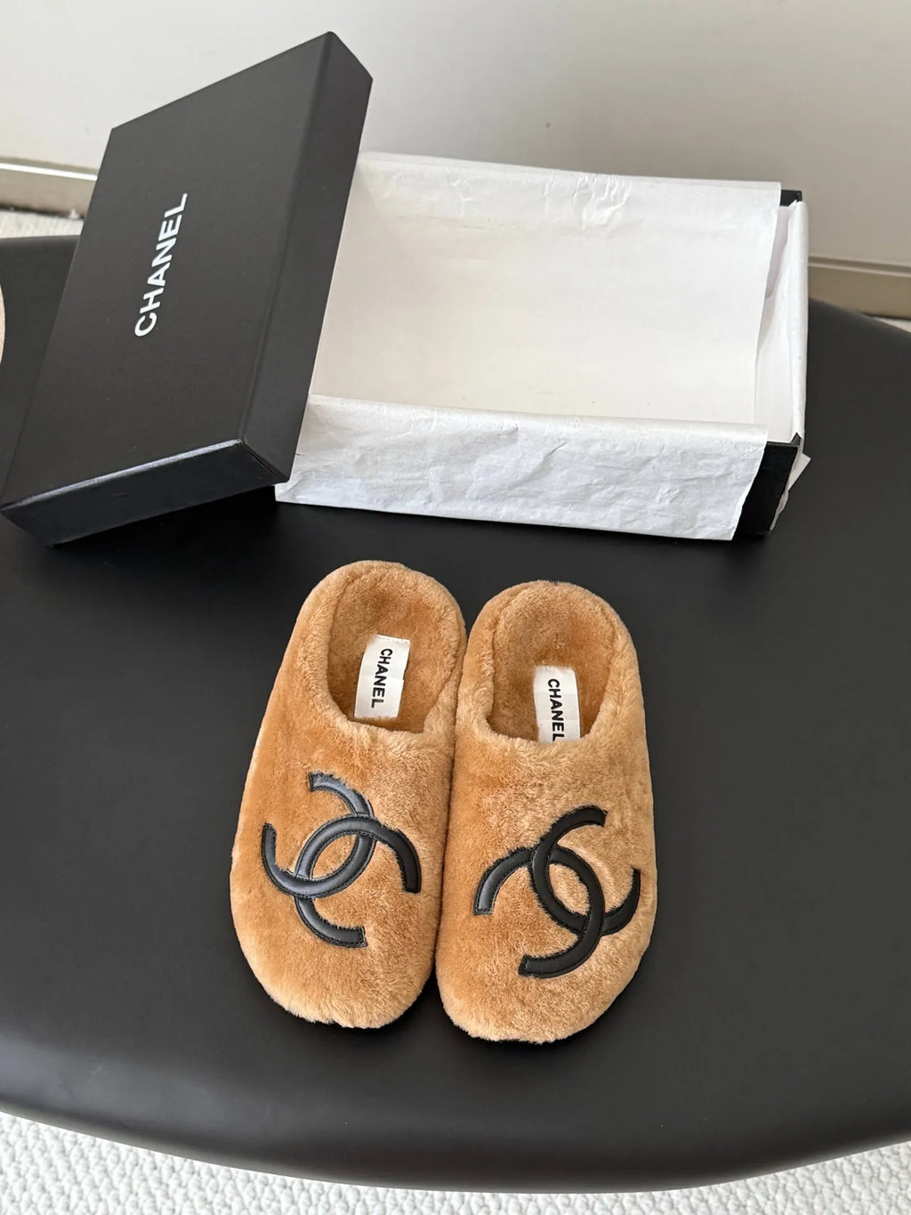 Chanel 26K Women's Furry Slippers