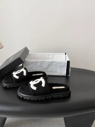 Chanel 26K Women's Furry Slippers