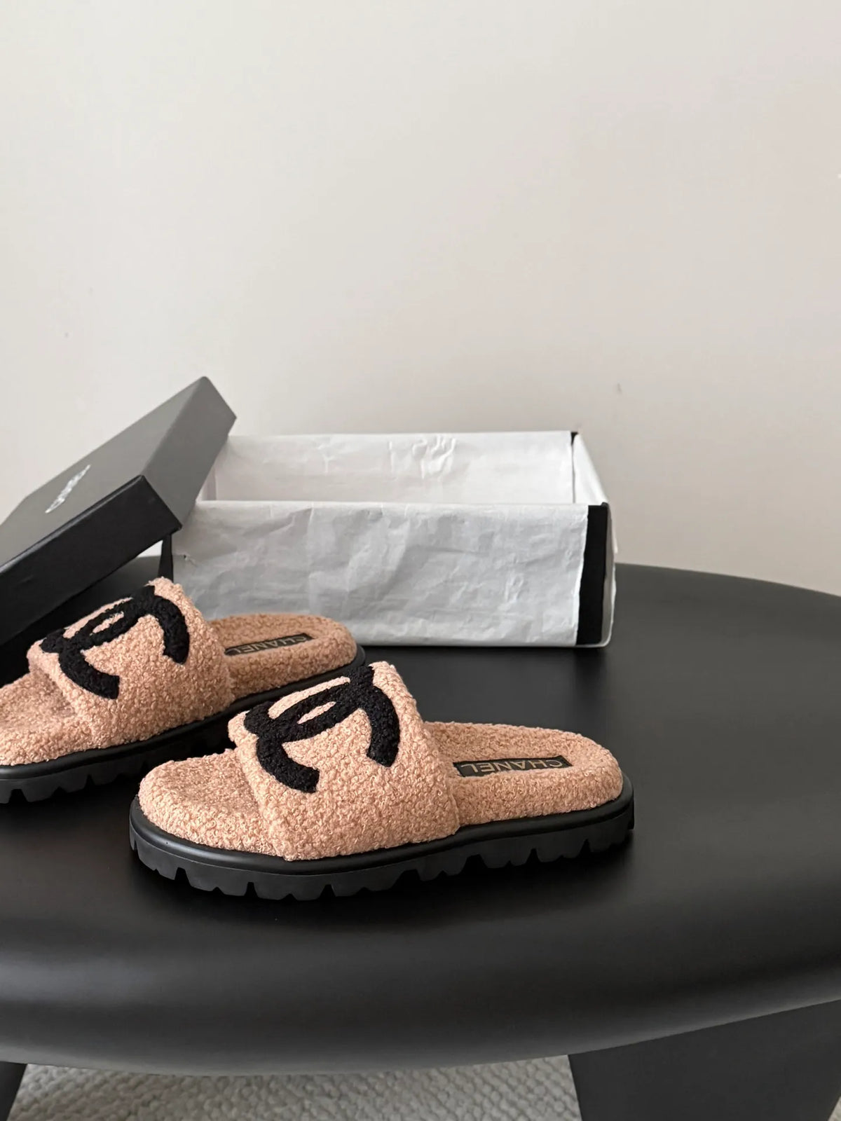 Chanel 26K Women's Furry Slippers