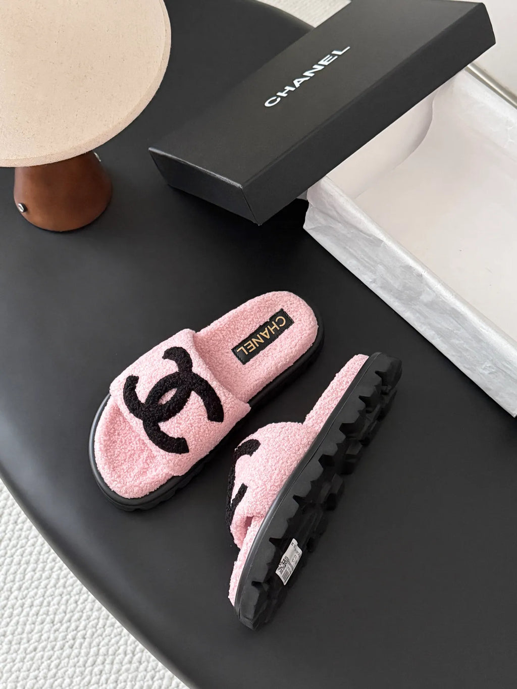 Chanel 26K Women's Furry Slippers