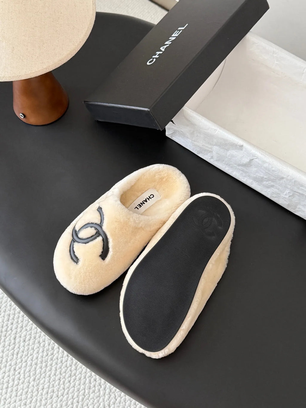Chanel 26K Women's Furry Slippers