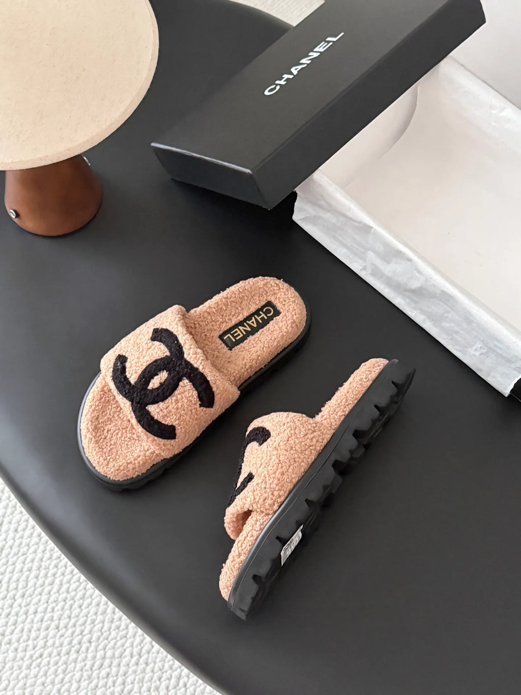 Chanel 26K Women's Furry Slippers