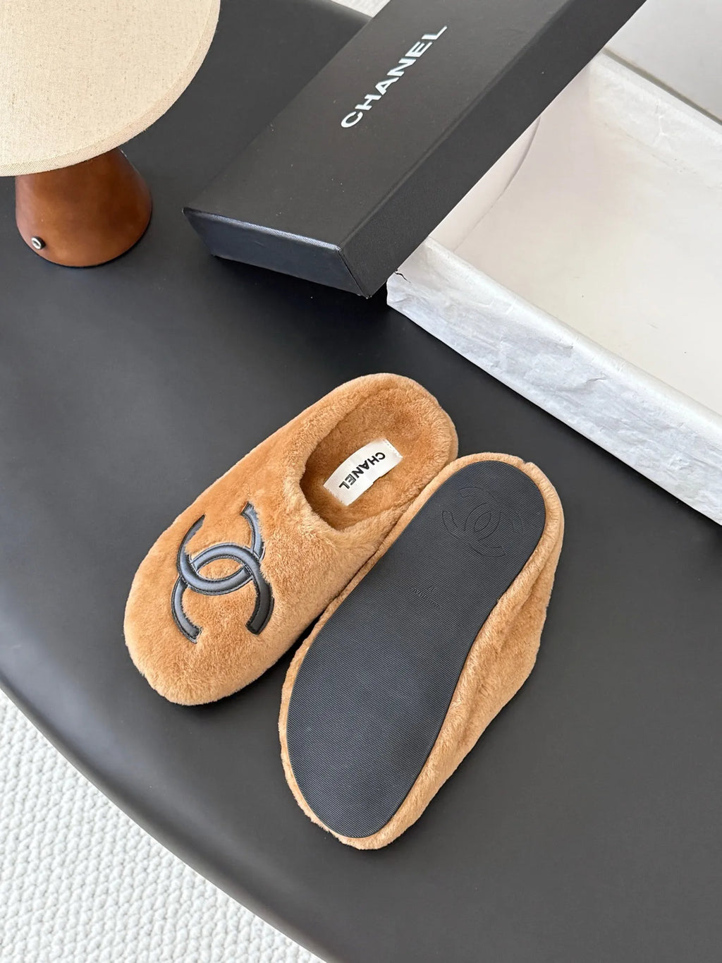 Chanel 26K Women's Furry Slippers