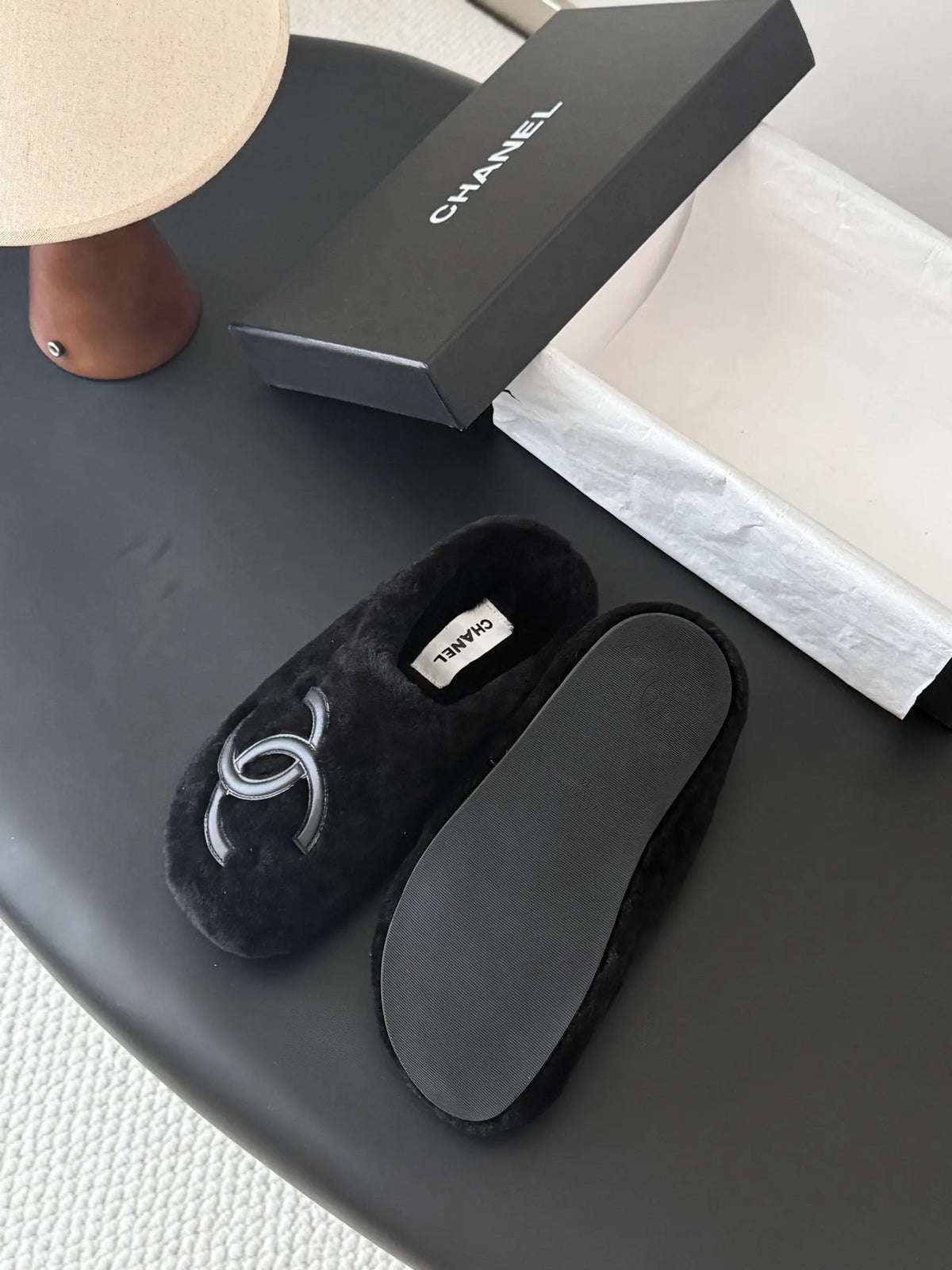 Chanel 26K Women's Furry Slippers