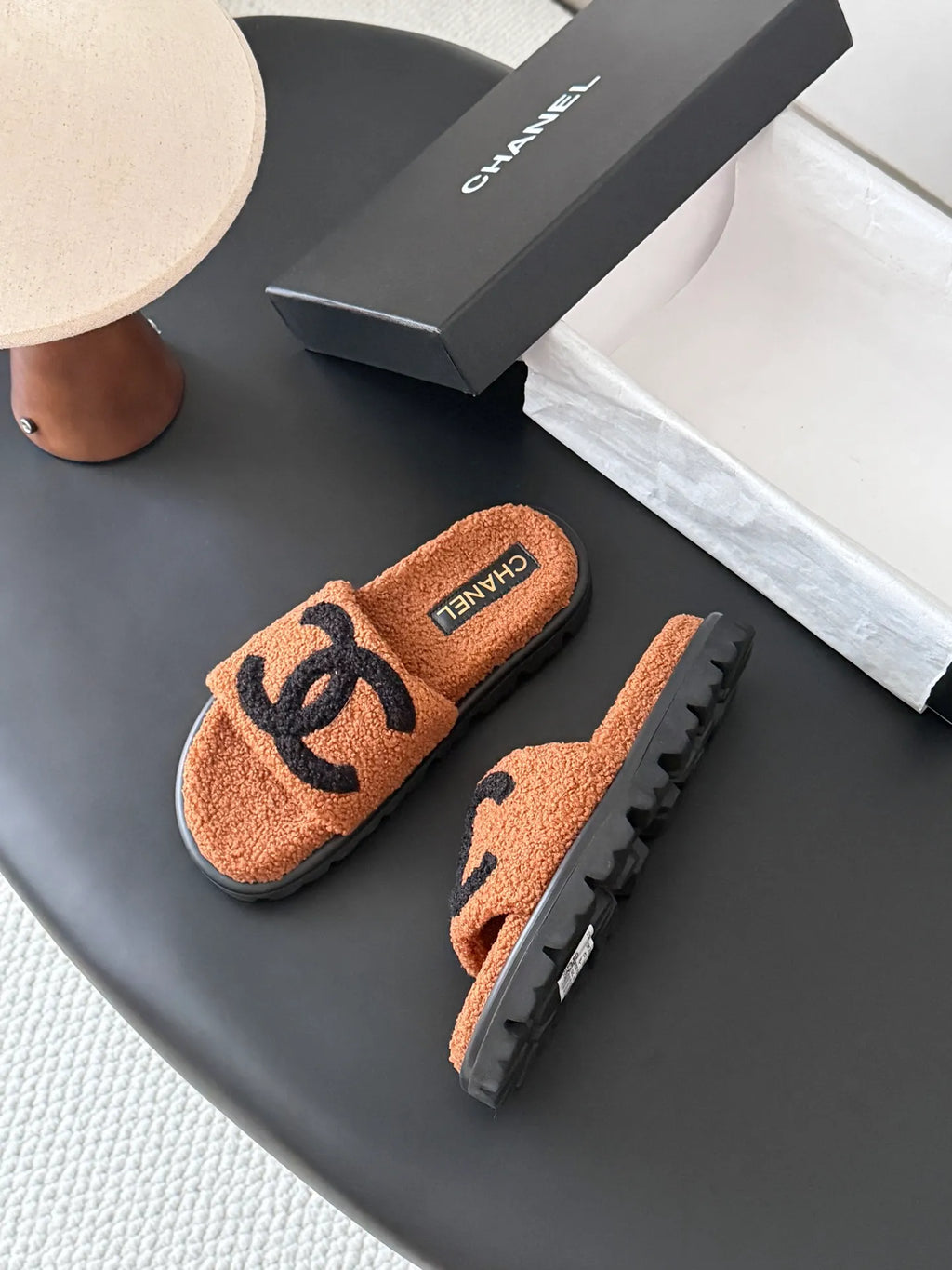 Chanel 26K Women's Furry Slippers