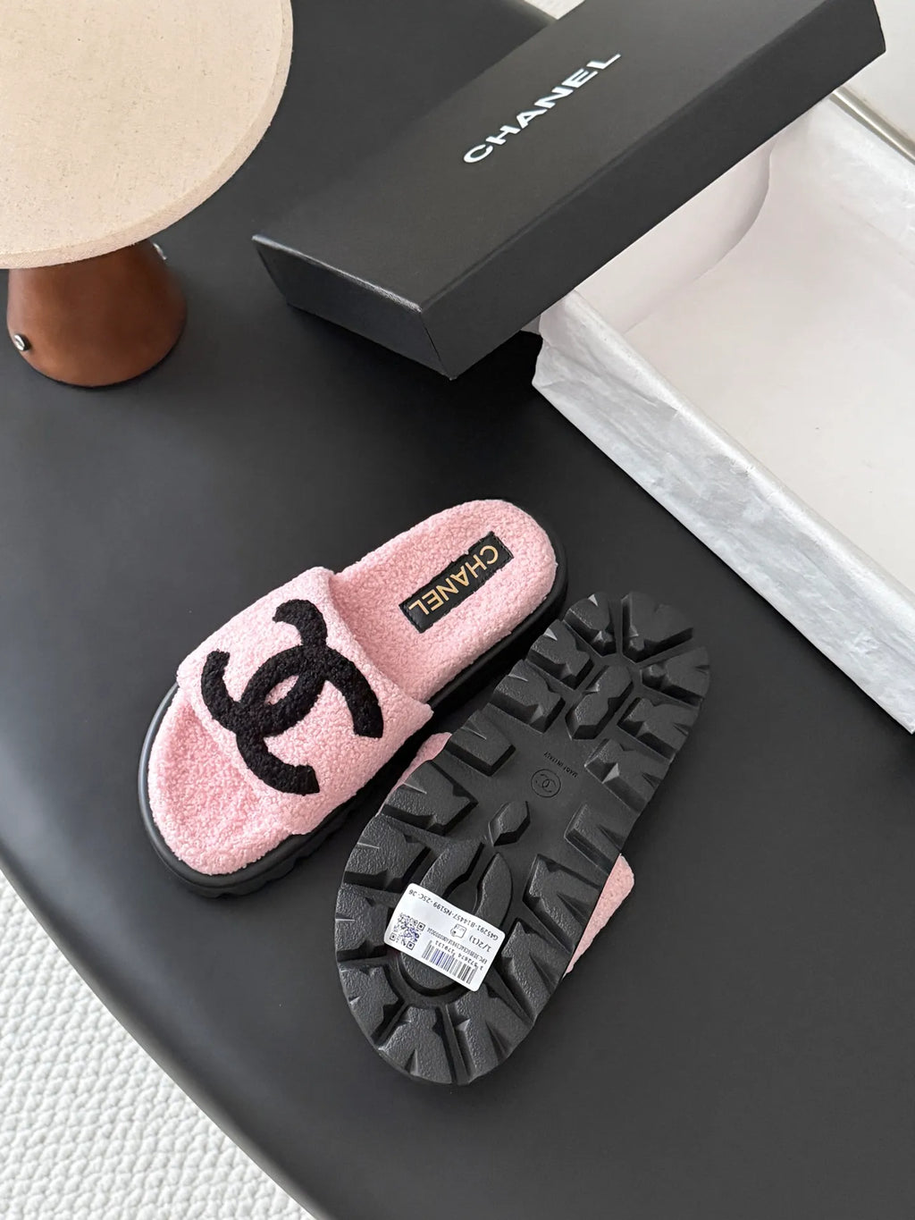 Chanel 26K Women's Furry Slippers