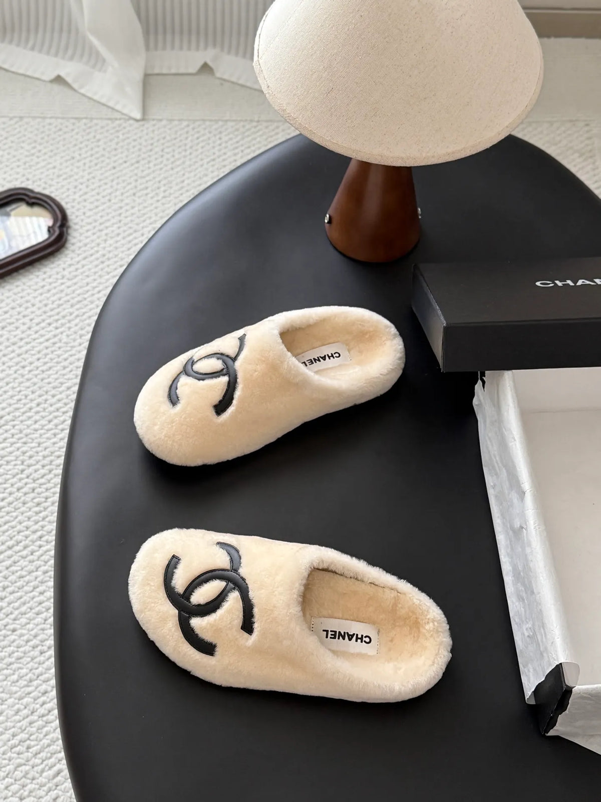 Chanel 26K Women's Furry Slippers