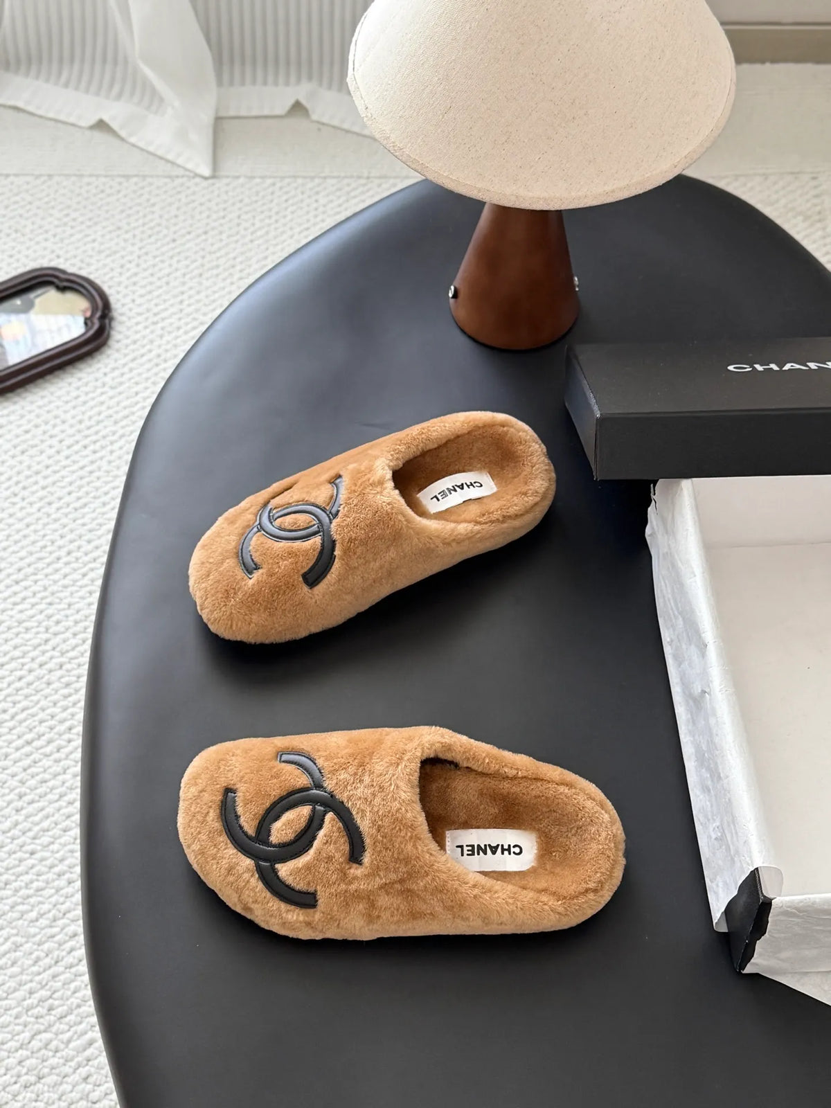 Chanel 26K Women's Furry Slippers