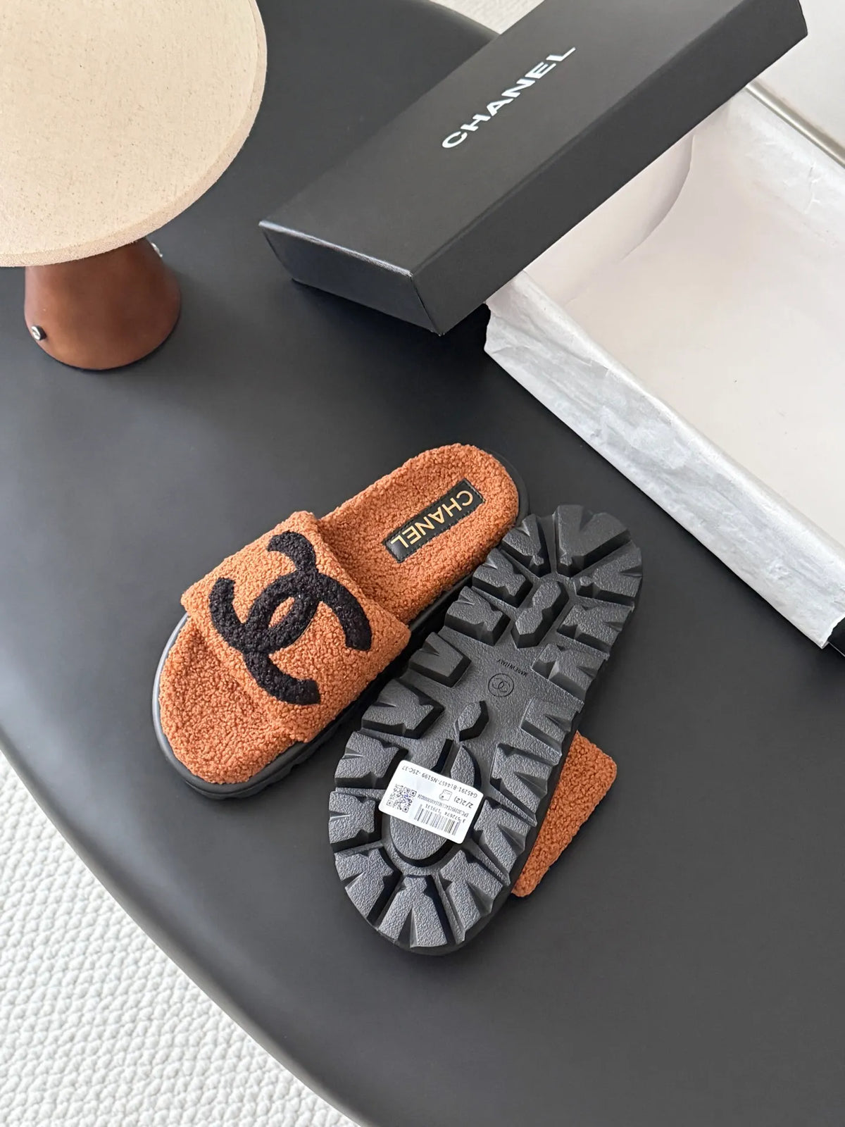 Chanel 26K Women's Furry Slippers