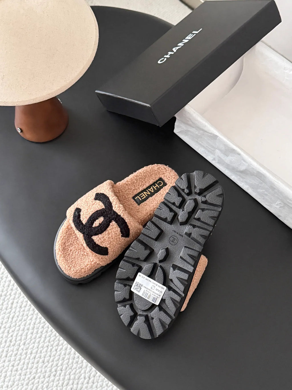 Chanel 26K Women's Furry Slippers