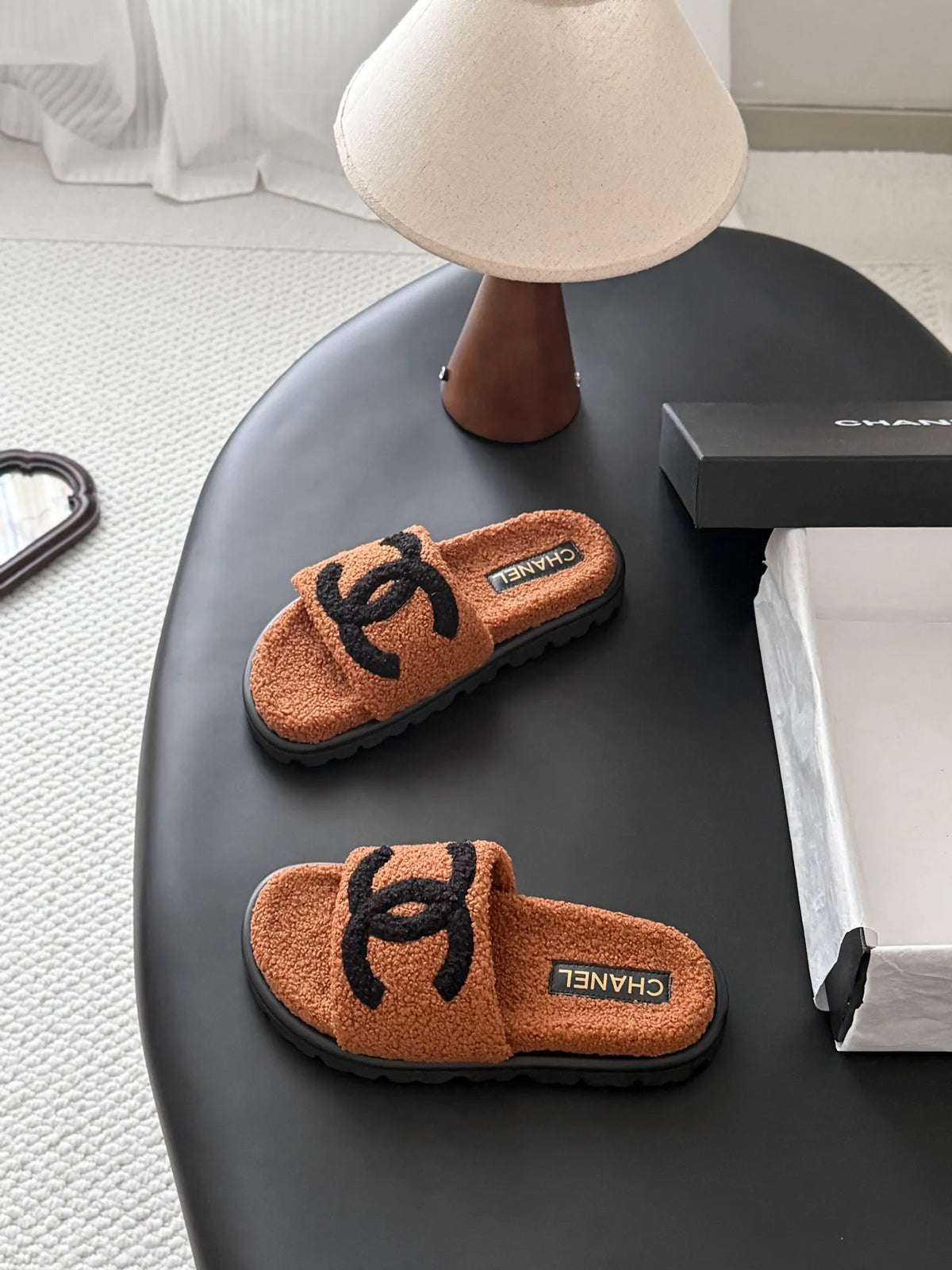 Chanel 26K Women's Furry Slippers