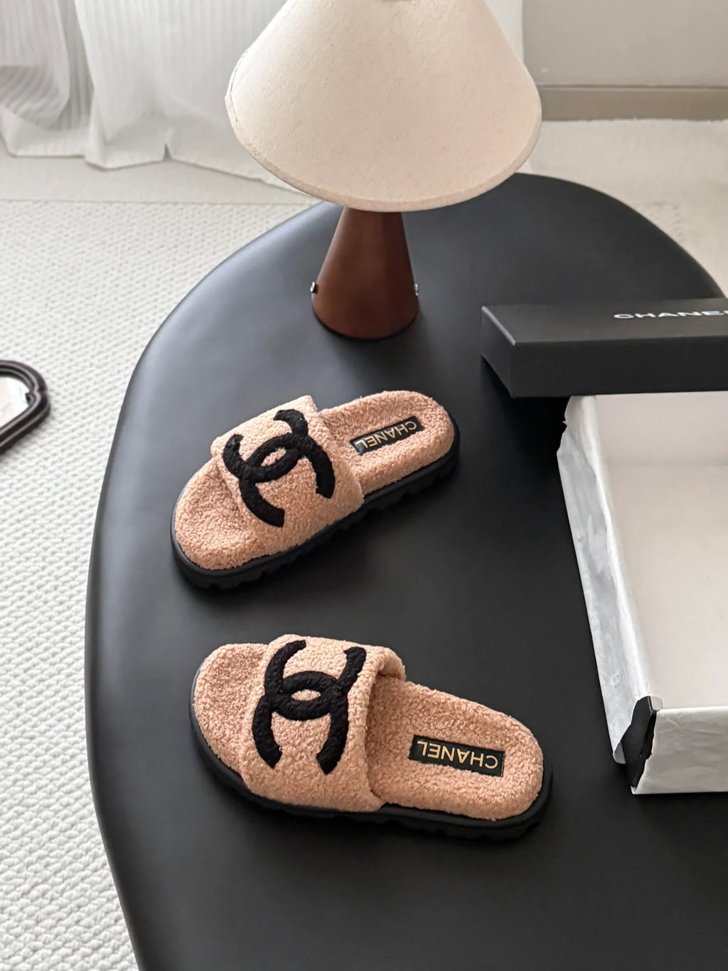 Chanel 26K Women's Furry Slippers
