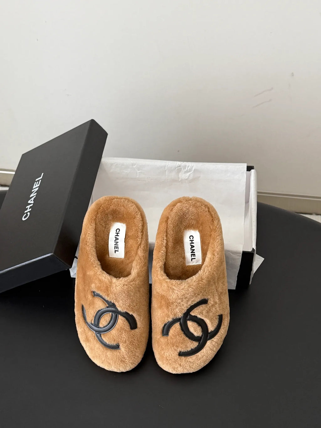 Chanel 26K Women's Furry Slippers