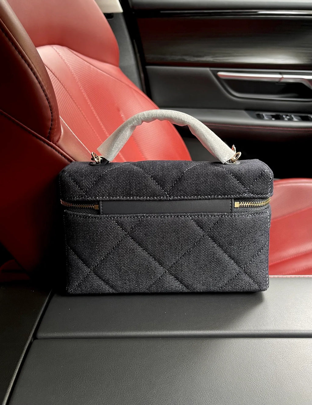 Chanel 26P Lunch Box Bag Dark Denim Blue 4936