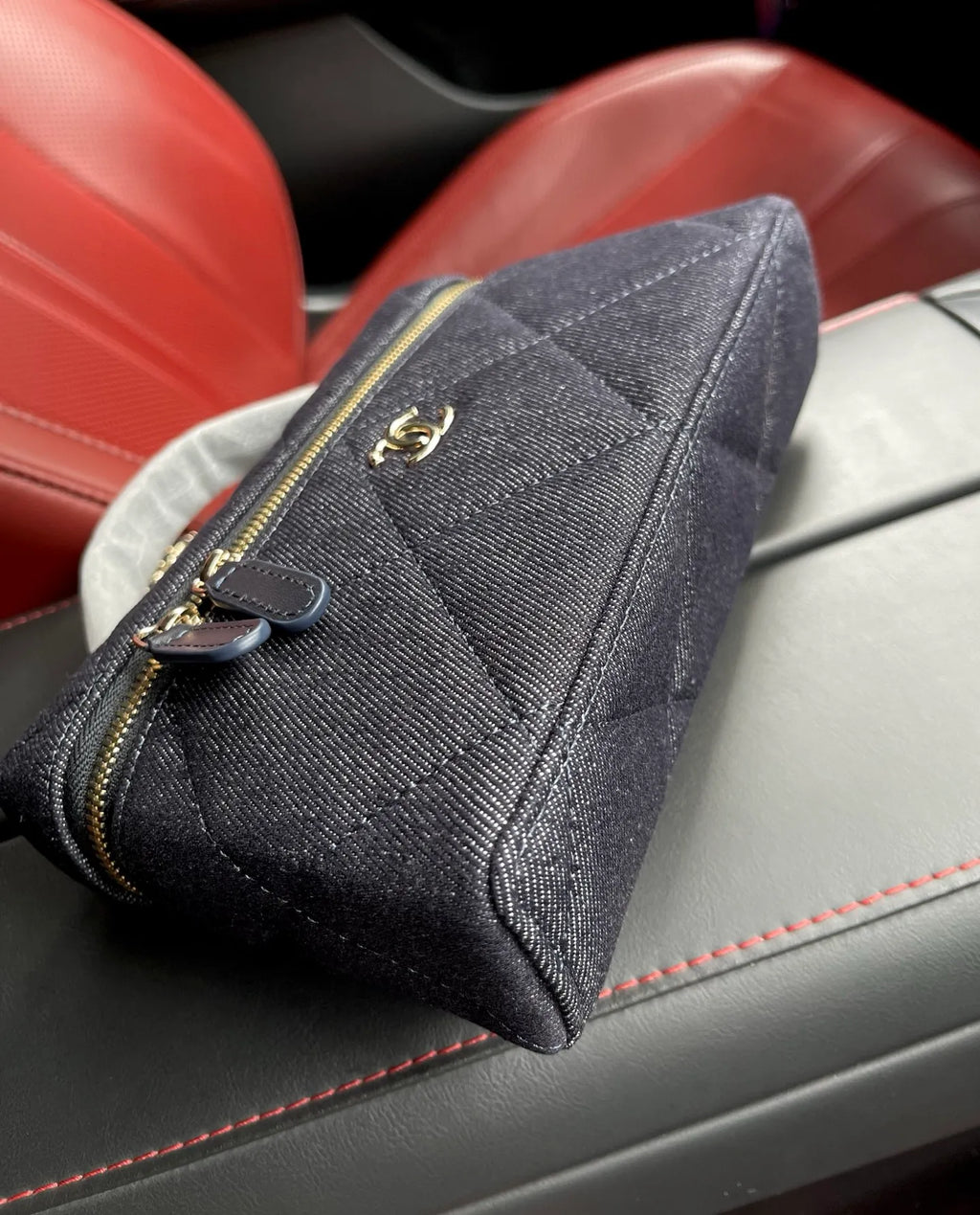 Chanel 26P Lunch Box Bag Dark Denim Blue 4936