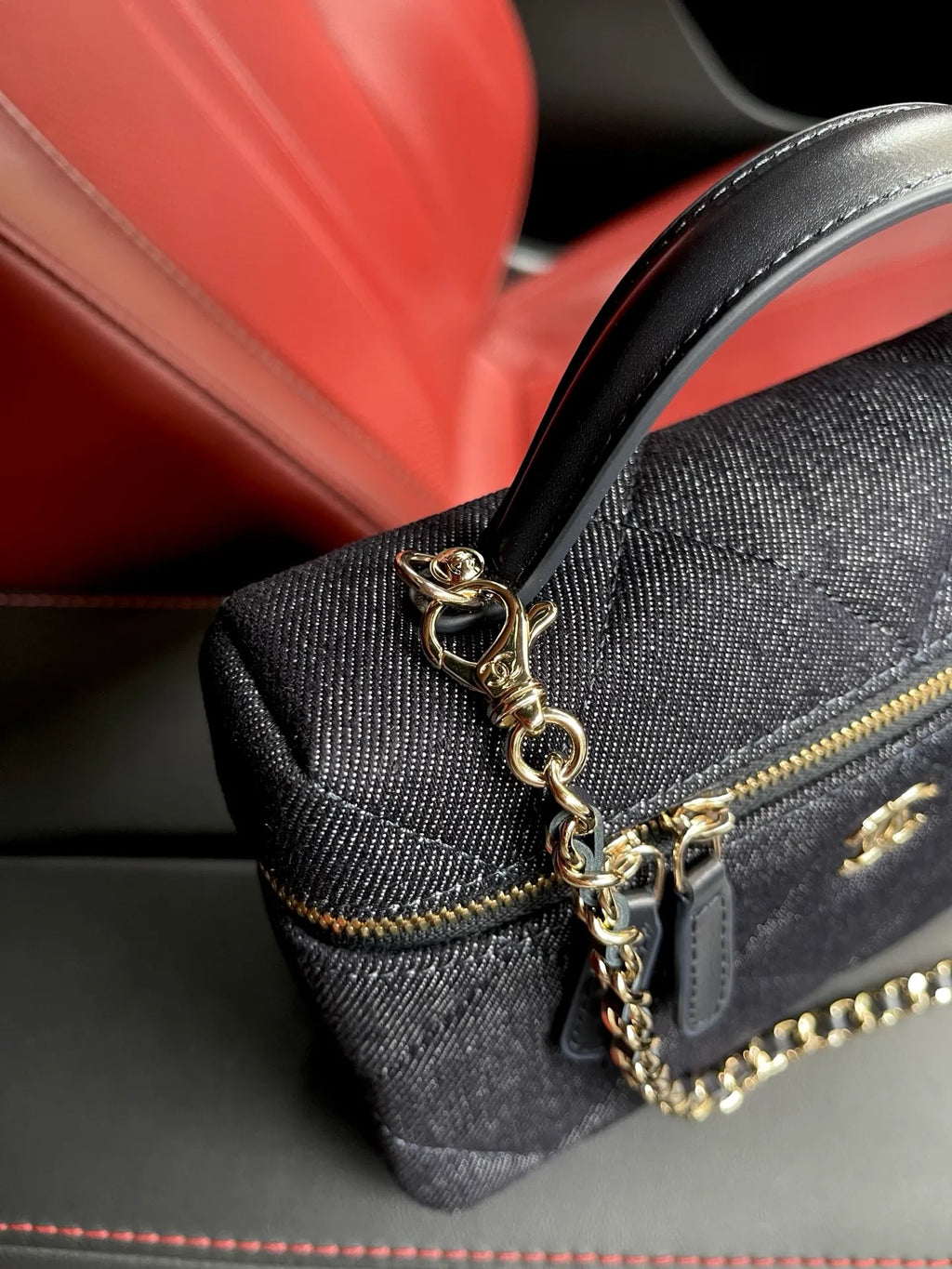 Chanel 26P Lunch Box Bag Dark Denim Blue 4936